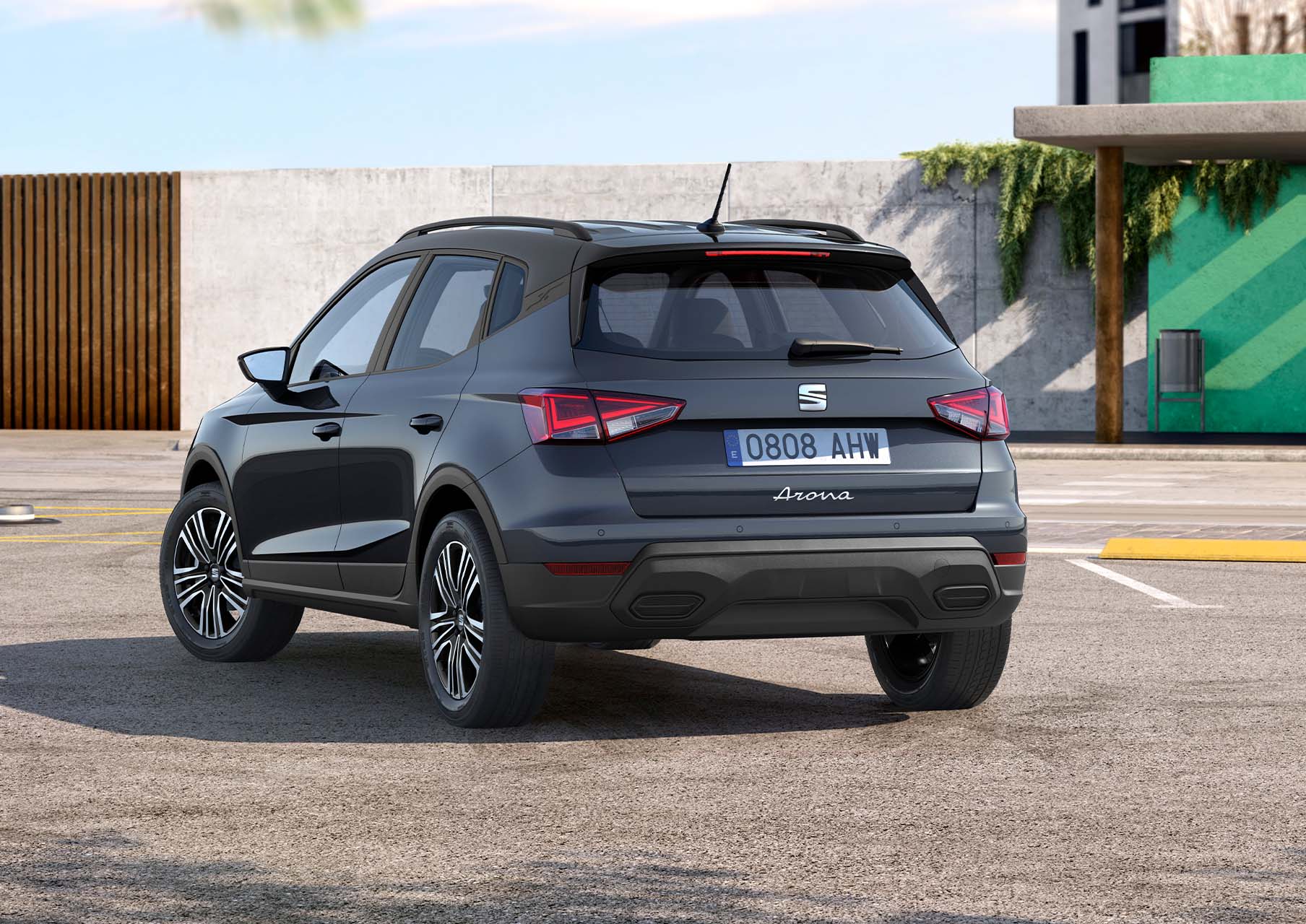rear view of a seat arona style parked