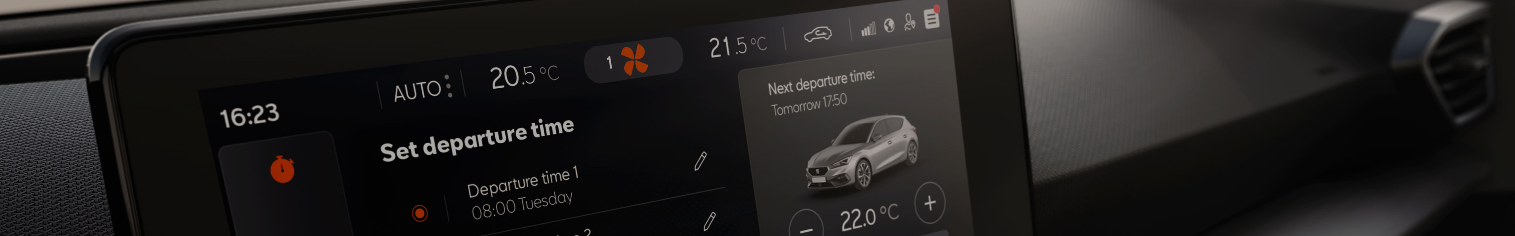 Nya SEAT Leon 2021 vy över navigering och digital display